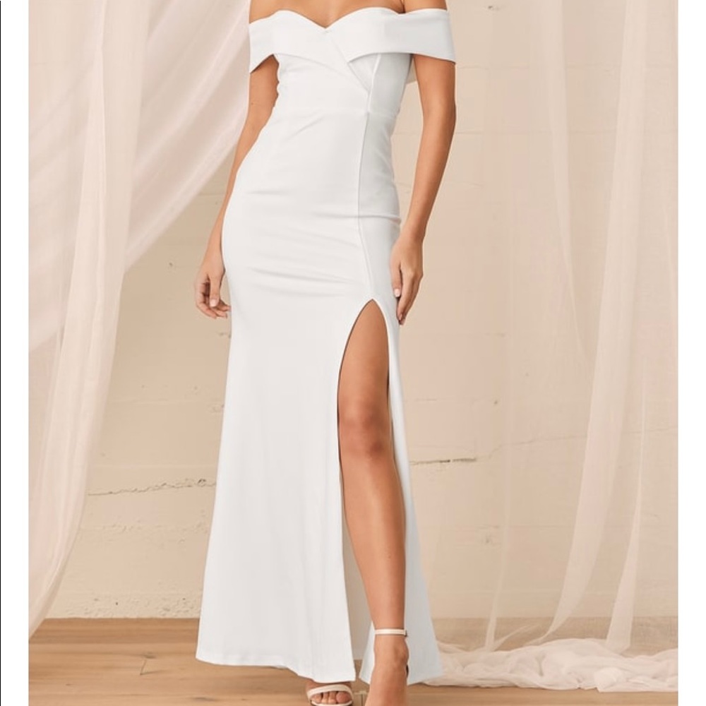 Lulu’s Song of Love White Off-the-Shoulder Maxi Dress